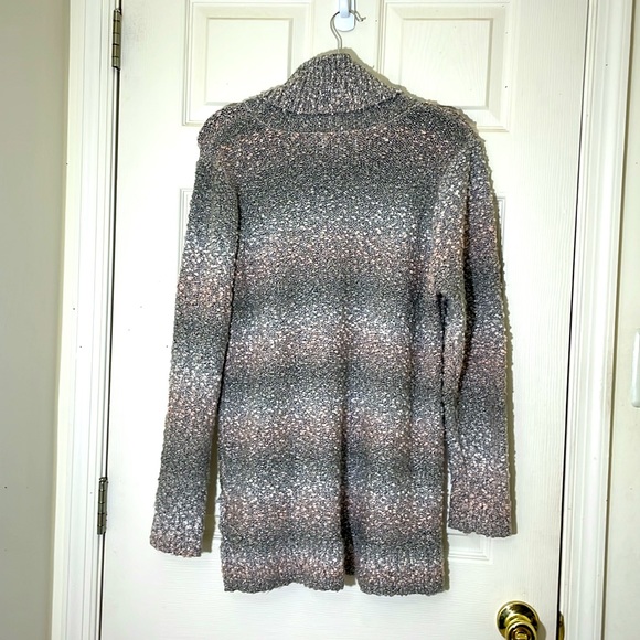 Popcorn Cowl Neck Gray & Pink With Silver Thread Sweater Size XL - Picture 6 of 8